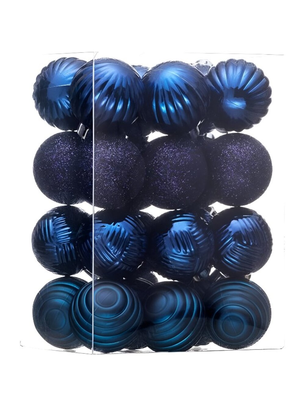 24ct Navy Blue Shatterproof Christmas Tree Decorations Ball Ornaments, 1.57 "